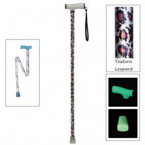 Bastón plegable de 1 apoyo puño francés luminoso "Leopard" Glow and Go