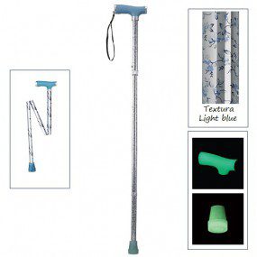 Bastón plegable de 1 apoyo puño francés luminoso "Light blue" Glow and Go