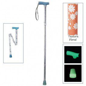 Bastón plegable de 1 apoyo puño francés luminoso "Floral" Glow and Go
