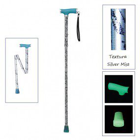 Bastón plegable de 1 apoyo puño francés luminoso "Silver Mist" Glow and Go