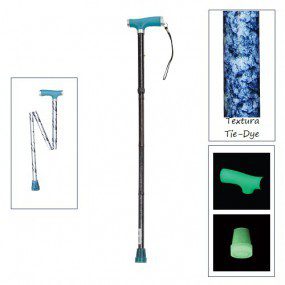 Bastón plegable de 1 apoyo puño francés luminoso "Tie-Dye" Glow and Go