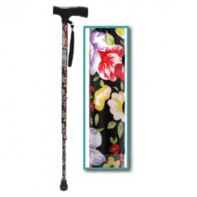 Bastón en "T" decorado de flores