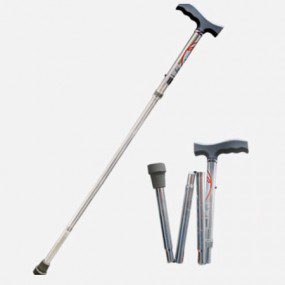 Bastón plegable en "T" color plata