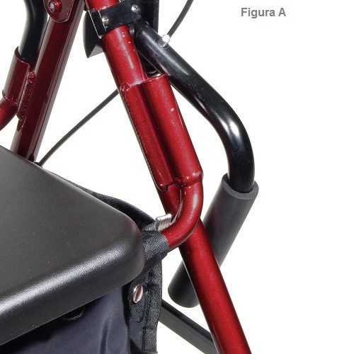 Andadera Rollator y silla de traslado en color rojo