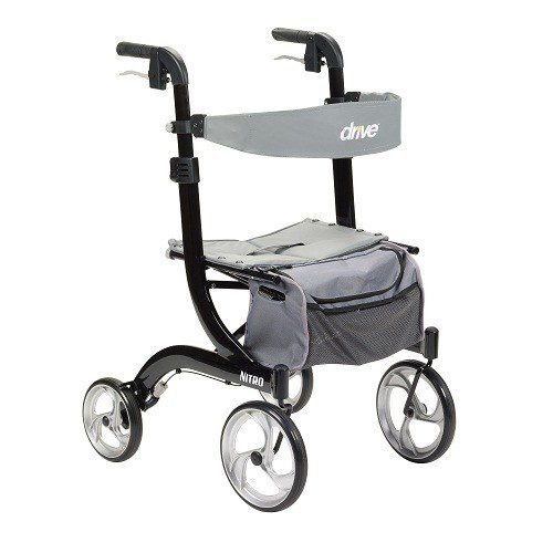Andadera Rollator Nitro de aluminio con altura ajustable color Negra
