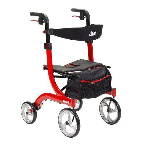 Andadera Rollator Nitro de aluminio con altura ajustable color Roja