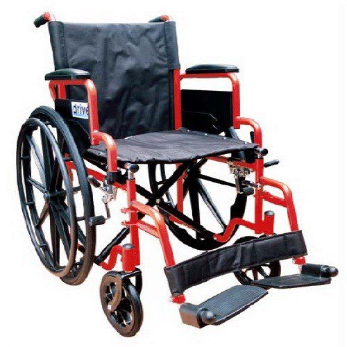 Silla de ruedas de 18" Streak con descansapies color rojo