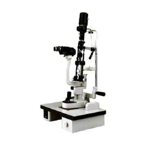 Lámpara de hendidura con lente de rubí