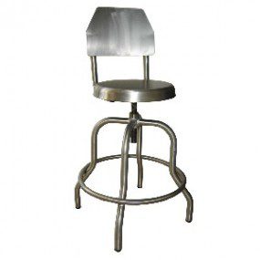 Banco tubular cromado con respaldo