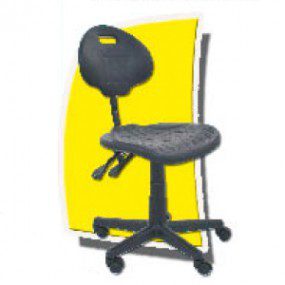 Banco negro alto de laboratorio de poliuretano con respaldo y descansapies