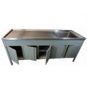 Mesa alta de 210 cm con fregadero izquierdo estructura esmaltada