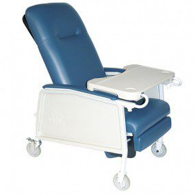 Sillón para hemodiálisis color azul reclinable de 3 posiciones con 1 charola