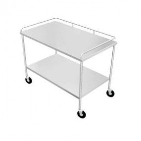 Mesa auxiliar para instrumental (anestesia) con dos entrepaños de acero inoxidable