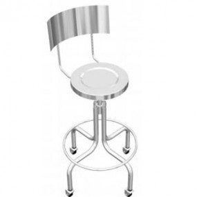 Banco giratorio cromado con respaldo y con ruedas