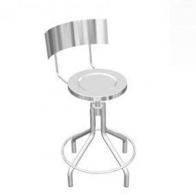 Banco giratorio cromado con respaldo, sin ruedas