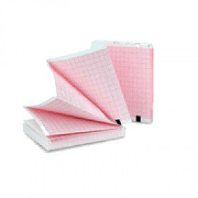 Papel para ECG hoja de 110 x 140 mm de 3 canales caja con 10 paquetes c/100