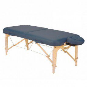 Mesa para masaje plegable SPIRIT II azul místico con soporte para cabeza y bolsa negra